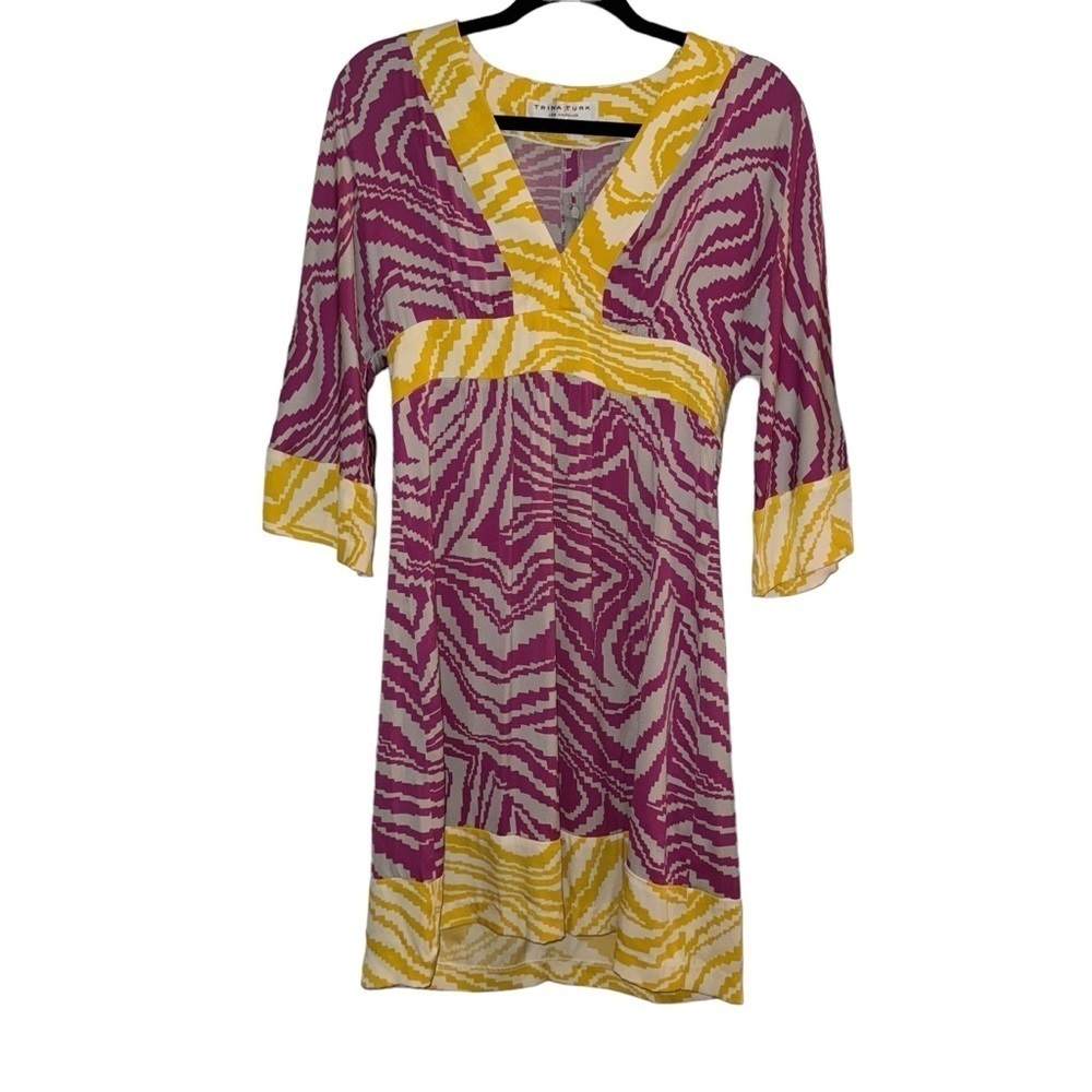 Trina Turk Colorful Silk Mini Dress Palm‎ Springs Resort Size 4 - Picture 2 of 5